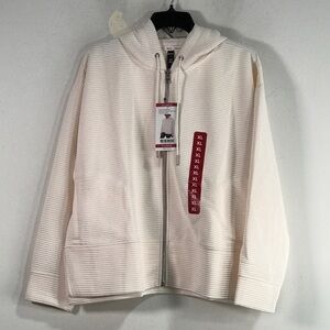 DKNY Ottoman Full Zip Hoodie, Women's Size XL - Sand